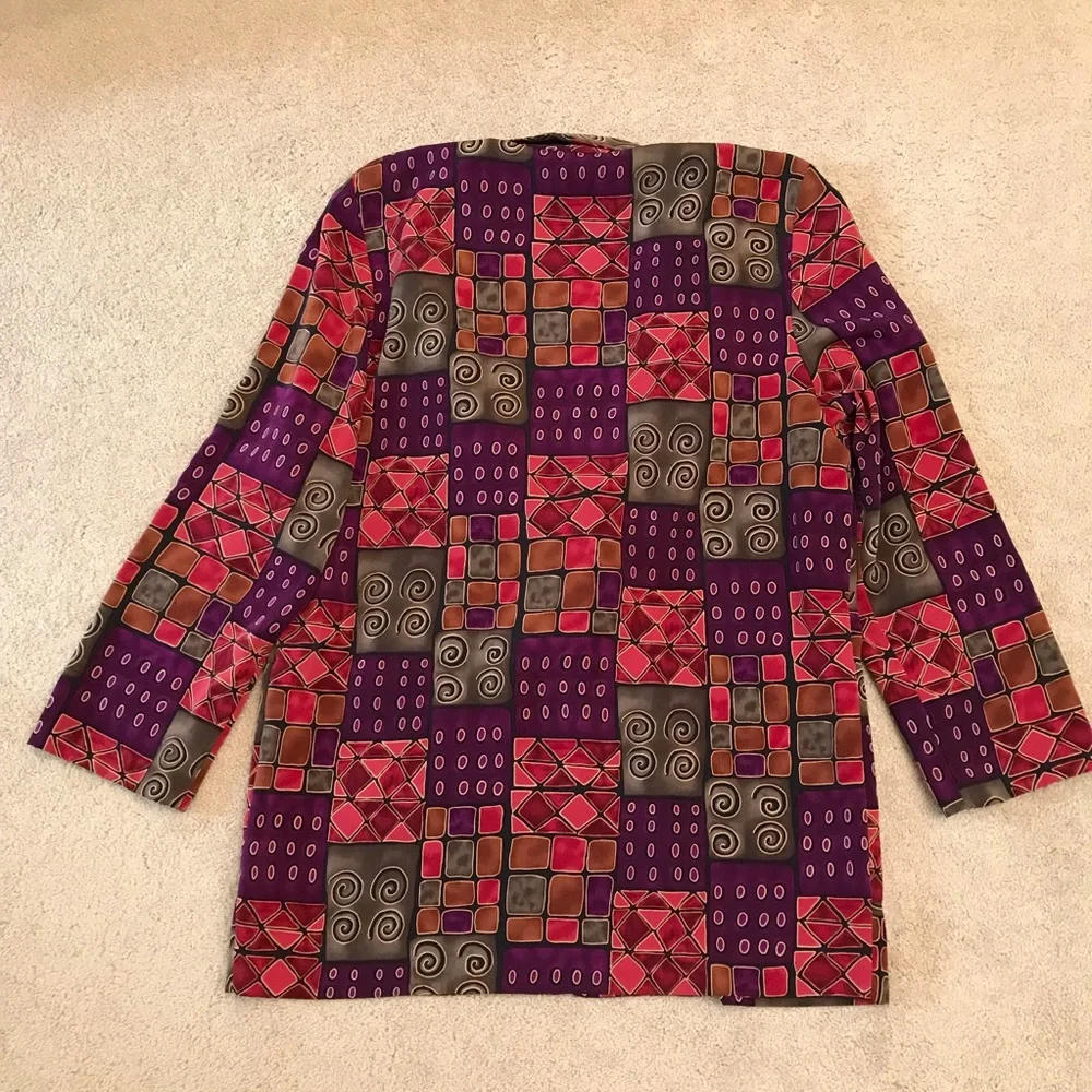 Vintage 80s Emily Adams Blazer Jacket Women Medium  Geometric Pop Art Jewel Tone - Picture 3 of 9
